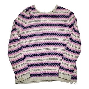 TALBOTS Colorful Fair isle Full  Back  Zipper Sweater